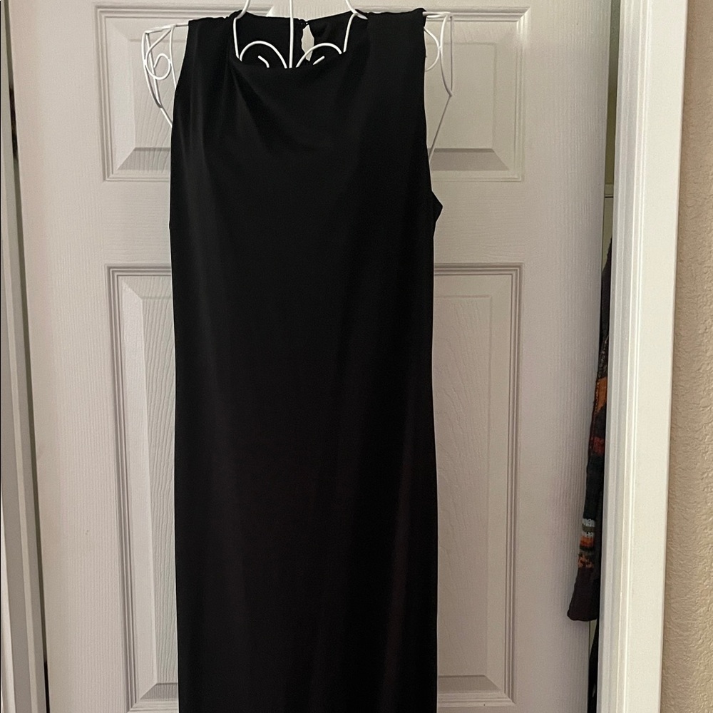 Chic Black Sleeveless Maxi Dress side slits back zipper
